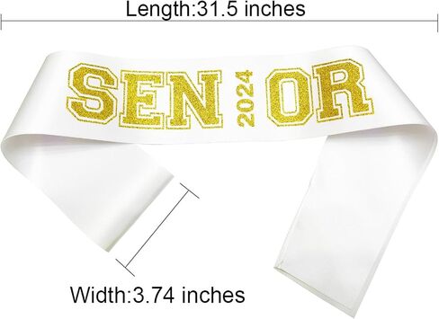 Senior Sash 2024, White Sashes 10 Pack with Gold Glitter Letters, Class of 2024 Graduation Celebrations Sashes, Finally Graduated Cheerleader Celebration Party Decorations Supplies in Saudi Arabia