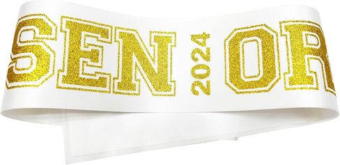 Senior Sash 2024, White Sashes 10 Pack with Gold Glitter Letters, Class of 2024 Graduation Celebrations Sashes, Finally Graduated Cheerleader Celebration Party Decorations Supplies in Saudi Arabia