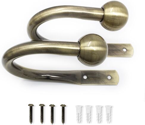 Chicology Classic Ball Finial Curtain Decorative Holdbacks Hook Backs (Set of 2), Essential Bronze (100% Steel) in Saudi Arabia