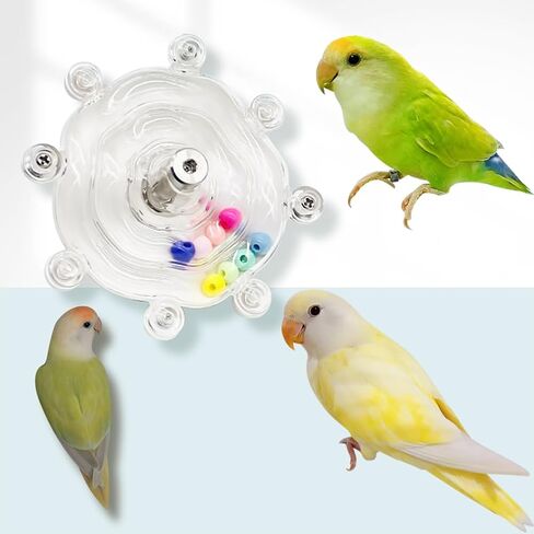 Lazyohoh Bird Parrot Colorful Toy, Macaws Pearl Spinner Foraging Hanging Toy, Cockatiels Parakeets Fun Boredom Relief Chewing Toy for Beak Exercise in Kuwait