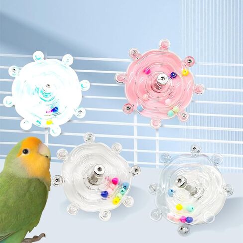 Lazyohoh Bird Parrot Colorful Toy, Macaws Pearl Spinner Foraging Hanging Toy, Cockatiels Parakeets Fun Boredom Relief Chewing Toy for Beak Exercise in Kuwait