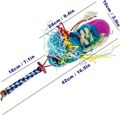 Durable and Colorful Hanging Sneaker Shoe Toy with Shredding Crinkly Paper Inside for Medium and Large Parrot in Kuwait