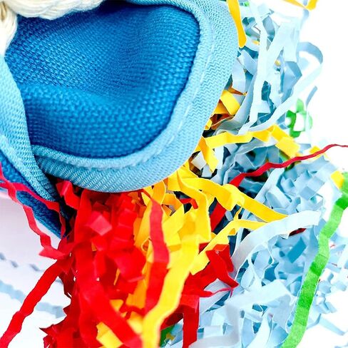 Durable and Colorful Hanging Sneaker Shoe Toy with Shredding Crinkly Paper Inside for Medium and Large Parrot in Kuwait