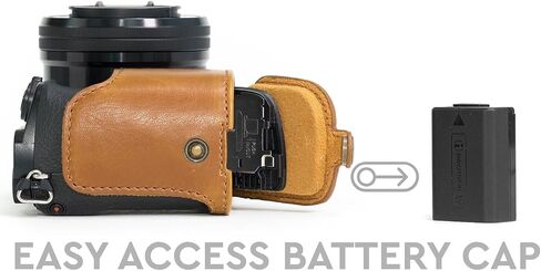 MegaGear MG960 Sony Alpha A6300, A6000 Ever Ready Leather Camera Half Case and Strap, with Battery Access, Black in Saudi Arabia