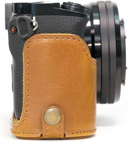 MegaGear MG960 Sony Alpha A6300, A6000 Ever Ready Leather Camera Half Case and Strap, with Battery Access, Black in Saudi Arabia