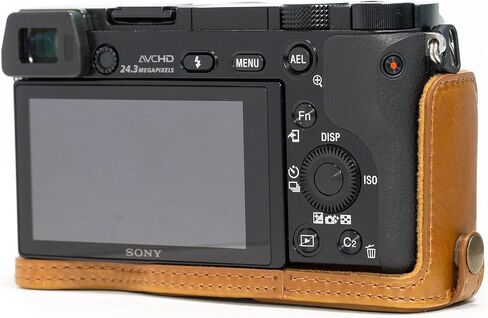 MegaGear MG960 Sony Alpha A6300, A6000 Ever Ready Leather Camera Half Case and Strap, with Battery Access, Black in Saudi Arabia