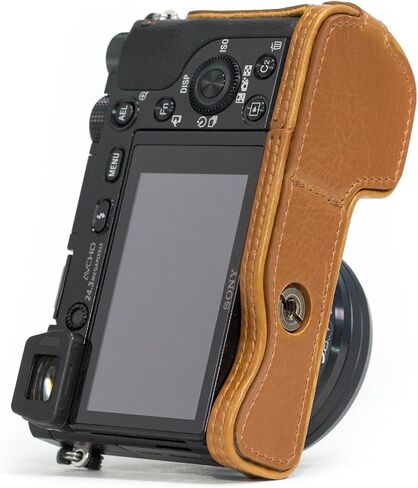 MegaGear MG960 Sony Alpha A6300, A6000 Ever Ready Leather Camera Half Case and Strap, with Battery Access, Black in Saudi Arabia