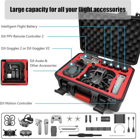 FPVtosky Hard Case for DJI Avata ( DJI Goggles 2 / Goggles V2) ,Waterproof Carrying Case for Avata pro Combo , DJI Avata Accessories Travel Case for DJI Motion Controller & FPV Remote Controller 2 in Kuwait