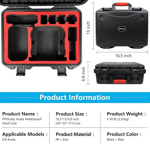 FPVtosky Hard Case for DJI Avata ( DJI Goggles 2 / Goggles V2) ,Waterproof Carrying Case for Avata pro Combo , DJI Avata Accessories Travel Case for DJI Motion Controller & FPV Remote Controller 2 in Kuwait