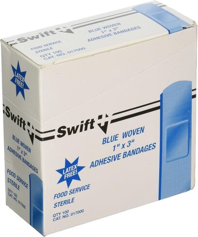 Honeywell Safety Products by 017000 Adhesive Bandage, Blue, not metal detectable, Woven Strips, 1-Inch x 3-Inch, 100 per box in Saudi Arabia