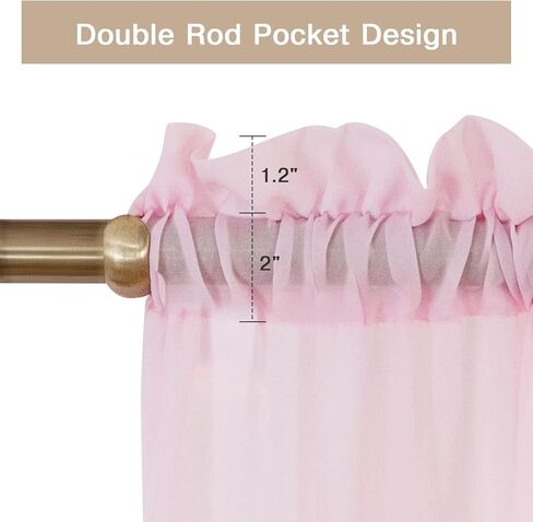 anjee الوردي الشيفون الستائر محض 84 بوصة طويلة 2 لوحات، قضيب جيب شبه شفافة نافذة الستائر، حريري لينة الشيفون الستائر لخلفية غرفة نوم غرفة المعيشة عيد ميلاد الزفاف ديكور المنزل in Kuwait