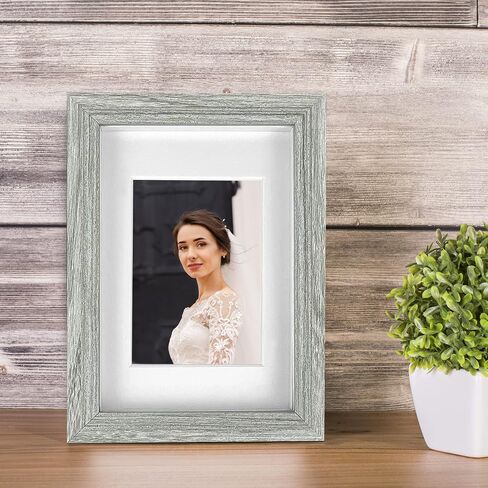 إطار صندوق ظلال مقاس 5 × 7، مجموعة إطارات صور مكونة من 4 قطع، إطار صورة حائط، إطارات صور ريفية من خشب المزرعة مع عرض حائط من الزجاج المقسى (سيلادون، 5 × 7) in Kuwait