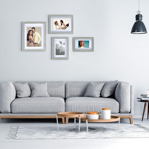 إطار صندوق ظلال مقاس 5 × 7، مجموعة إطارات صور مكونة من 4 قطع، إطار صورة حائط، إطارات صور ريفية من خشب المزرعة مع عرض حائط من الزجاج المقسى (سيلادون، 5 × 7) in Kuwait