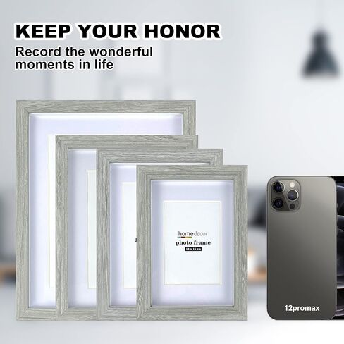 إطار صندوق ظلال مقاس 5 × 7، مجموعة إطارات صور مكونة من 4 قطع، إطار صورة حائط، إطارات صور ريفية من خشب المزرعة مع عرض حائط من الزجاج المقسى (سيلادون، 5 × 7) in Kuwait