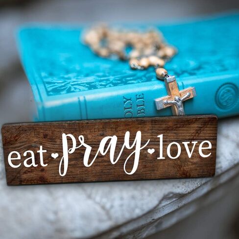 أكل الصلاة الحب علامات مزرعة ريفي مطبخ جدار ديكور علامات الصلاة لغرفة الطعام المخزن مقهى المطبخ ديكور خمر صورة الأسرة ديكور الجدار تسجيل بواسطة 16 بوصة × 5 بوصة in Kuwait