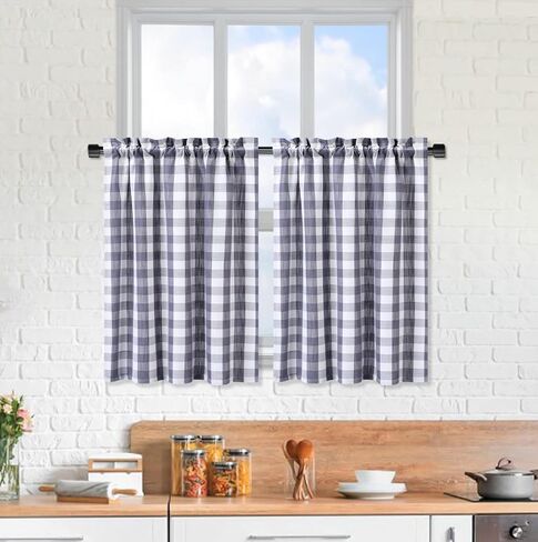GAOMON Bedroom Decor Velvet Curtains Short Curtains Grey Curtains for Living Room Rod Pocket Blackout Cute Curtains & Drapes Cafe Curtains Kitchen Curtains RV 2 Panels Set, 26''Wx24''L in Saudi Arabia