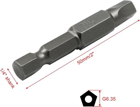 10Pcs Magnetic Pentagon Head Screwdriver Bits 1/4" Hex Shank Security Tamper Proof 5 Point Driver Bits S2 Steel 5-Sided Star Bits Set, 2 Inch (50mm), G2.15 in Saudi Arabia