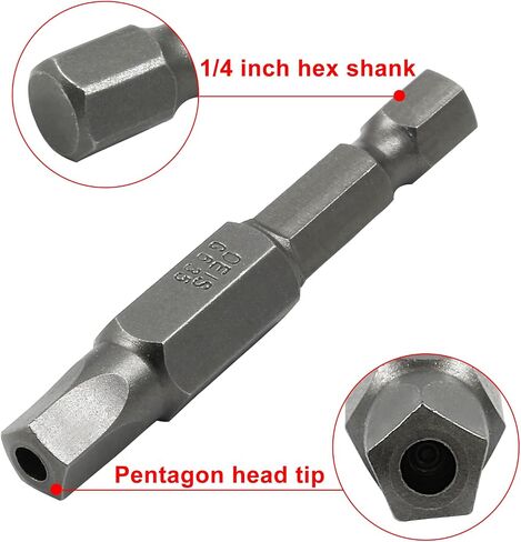 10Pcs Magnetic Pentagon Head Screwdriver Bits 1/4" Hex Shank Security Tamper Proof 5 Point Driver Bits S2 Steel 5-Sided Star Bits Set, 2 Inch (50mm), G2.15 in Saudi Arabia