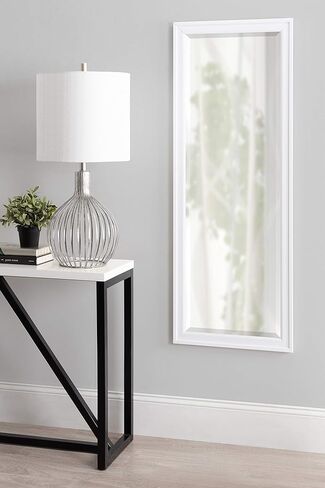 DesignOvation Bosc Framed Decorative Rectangle Wall Mirror, 27.5x39.5 White in Kuwait