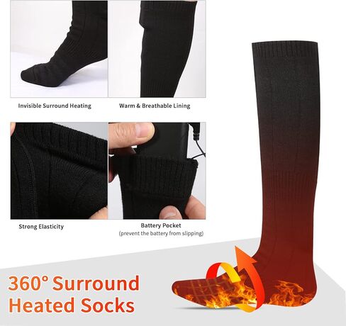 Electric Heated Socks, Battery Heated Socks for Men Women 4000mAh Rechargeable Sports Outdoor Climbing Hiking Hunting Biking Foot Warmer in Kuwait