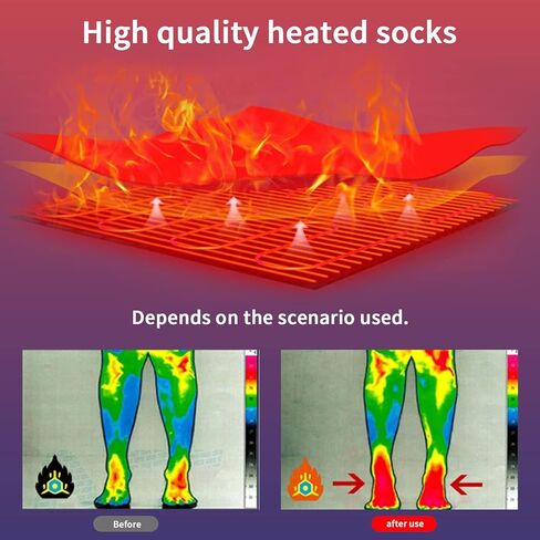 Electric Heated Socks, Battery Heated Socks for Men Women 4000mAh Rechargeable Sports Outdoor Climbing Hiking Hunting Biking Foot Warmer in Kuwait