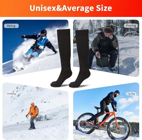 Electric Heated Socks, Battery Heated Socks for Men Women 4000mAh Rechargeable Sports Outdoor Climbing Hiking Hunting Biking Foot Warmer in Kuwait