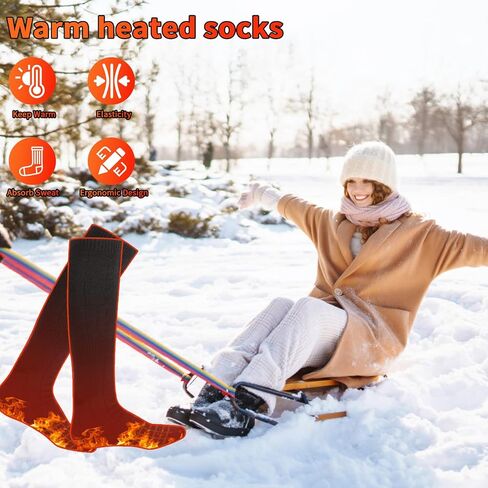 Electric Heated Socks, Battery Heated Socks for Men Women 4000mAh Rechargeable Sports Outdoor Climbing Hiking Hunting Biking Foot Warmer in Kuwait