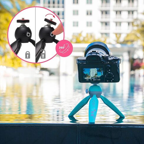 طقم HandyPod 2 من JOBY، حامل ثلاثي القوائم على الطاولة مع حامل هاتف GripTight 360 وحامل مفصلي، حامل ثلاثي للهاتف للهواتف الذكية، كاميرا الحركة والكاميرات أو الأجهزة التي لا تحتوي على مرايا يصل وزنها إلى 1.0 كجم (2.2 رطل)، أحمر in Saudi Arabia