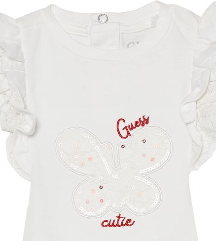 جيس طقم مكون من قطعتين مكون من تي شيرت جيرسيه مزين بالترتر المرن خفيف الوزن للفتيات الصغيرات in Saudi Arabia