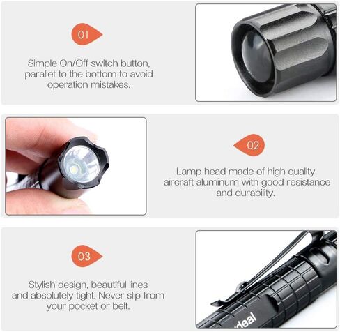 Enjoydeal 5 قطع LED قلم ضوء مصباح يدوي فائق النحافة XPE-R3 1000LM Penlight مصباح جيب مقاوم للماء للفحص الداخلي والخارجي وإصلاح العمل والطوارئ 5.5 بوصة in Kuwait