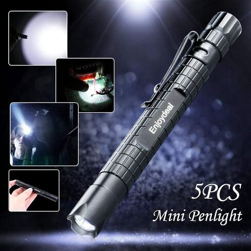 Enjoydeal 5 قطع LED قلم ضوء مصباح يدوي فائق النحافة XPE-R3 1000LM Penlight مصباح جيب مقاوم للماء للفحص الداخلي والخارجي وإصلاح العمل والطوارئ 5.5 بوصة in Kuwait
