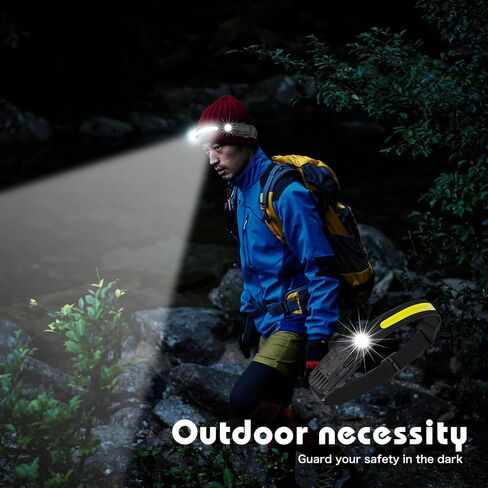 Grace Marci Rechargeable 230° Wide Beam Head Lamp, LED with Motion Sensor, Lightweight and Waterproof Head Light for Camping Accessories Gear, Hiking, Running, Repairing, Fishing, Cycling(2 Pcs) in Kuwait