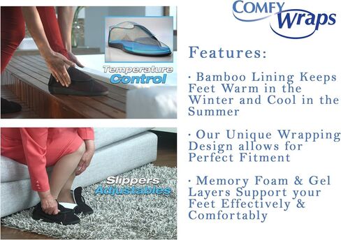 Original Wrapping Slippers with Custom Fitment - Anti-Slip and Comfortable with Gel Core, Memory Foam and Bamboo Fiber - Orthopedic, Rubber Sole - for Men and Women (Small/Medium) in Saudi Arabia