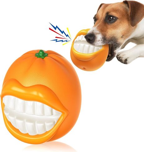 Averxia - Dog Toys for Aggressive Chewers, Puppy Toys Squeaky Orange Shape, Indestructible Dog Chew Toys for -Small Medium & Large Breed in Saudi Arabia