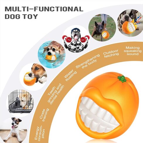 Averxia - Dog Toys for Aggressive Chewers, Puppy Toys Squeaky Orange Shape, Indestructible Dog Chew Toys for -Small Medium & Large Breed in Saudi Arabia