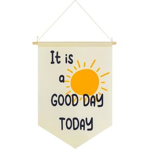 WUBOECE الحضانة جدار الفن - الحضانة غرفة نوم الفصول الدراسية جدار علامة الديكور - إنه يوم جيد اليوم - شنقا راية العلم راية للطفل الفتيات الفتيان غرفة الحضانة جدار وباب in Kuwait