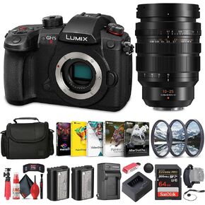 Panasonic Lumix GH5 II Mirrorless Camera (DC-GH5M2BODY) + Panasonic 10-25mm f/1.7 Lens + Filter Kit + Corel Photo Software + Bag + 64GB Card + Charger + Card Reader + DMW-BLF19 Battery + More
