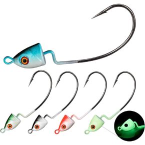 THKFISH Jig Heads Swimbait Jig Fishing Hooks Jig Heads for Bass Fishing Texas Rig Hooks Five Colors 1/8oz 1/5oz 1/4oz 3/8oz 1/2oz 10pcs