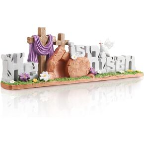 Fumete Easter Decorations Resin He is Risen Decorations Easter Table Decorations Spring Figurines Home Decor for Household and Office Table Decoration in Kuwait