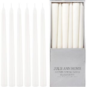 Unscented Taper Candles for Home – 10 Inch Tall Clean Burning Candlesticks | Perfect for Weddings, Parties, Home Décor | Ivory | 12 Pack