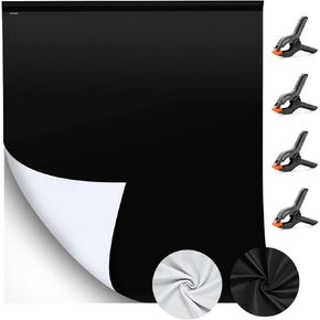 6.5x10ft Black White Backdrop Screen, High Density Polyester Fabric | Pure Black White Photo Backdrop Curtain Screen with 4 Spring Clamps for Photography Photoshoot Portrait Party Video Studio in Kuwait