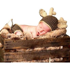 Pinbo Baby Boys Photography Prop Cute Animal Deer Knitted Crochet Costume Hat Diaper Set in Kuwait