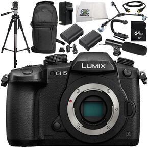 Panasonic Lumix DC-GH5 Mirrorless Micro Four Thirds Digital Camera 13PC Accessory Bundle – Includes 64GB SD Memory Card + More - International Version (No Warranty) in Kuwait