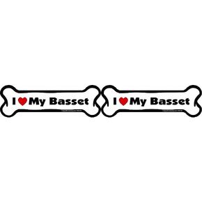 Bone Car Magnet, I Love My Basset, 2-Inch by 7-Inch (Pack of 2)