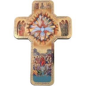 Wooden Confirmation Wall Cross with Metallic Finish Details, 7 Inches in Saudi Arabia
