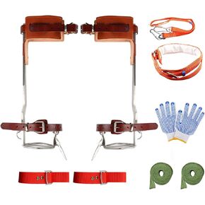 TWSOUL Tree Climbing Spikes Stainless-Steel with Harness Belt, Upgrade Cowhide Tree Gaffs Pads Spur Tree Climbing Gear for High Altitude Logging Fruit Picking Hunting in Kuwait