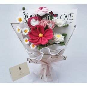 Naramiji Crochet Flower Bouquet, Handmade Knitted Artificial Flowers, Best Gift to Girlfriend Mom Women, Perfect for Valentines, Home Decor, Celebration, About 15 in in Saudi Arabia