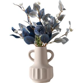 White Ceramic Vase Set of 2 for Modern Home Decor, Decorative Boho Vase for Pampas Grass, Aesthetic Flower Vase for Living Room Dining Table Centerpieces Bedroom Shelf Office in Saudi Arabia