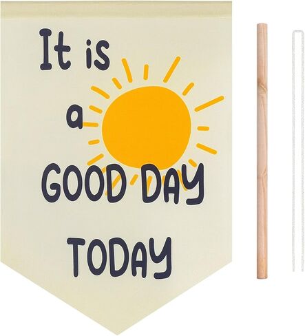 WUBOECE الحضانة جدار الفن - الحضانة غرفة نوم الفصول الدراسية جدار علامة الديكور - إنه يوم جيد اليوم - شنقا راية العلم راية للطفل الفتيات الفتيان غرفة الحضانة جدار وباب in Kuwait