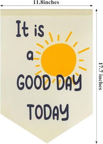 WUBOECE الحضانة جدار الفن - الحضانة غرفة نوم الفصول الدراسية جدار علامة الديكور - إنه يوم جيد اليوم - شنقا راية العلم راية للطفل الفتيات الفتيان غرفة الحضانة جدار وباب in Kuwait